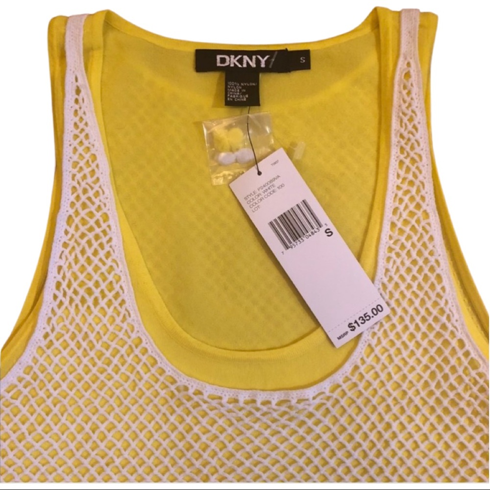 NWT 💛 DKNY Yellow Mesh Tank Top 100% Nylon